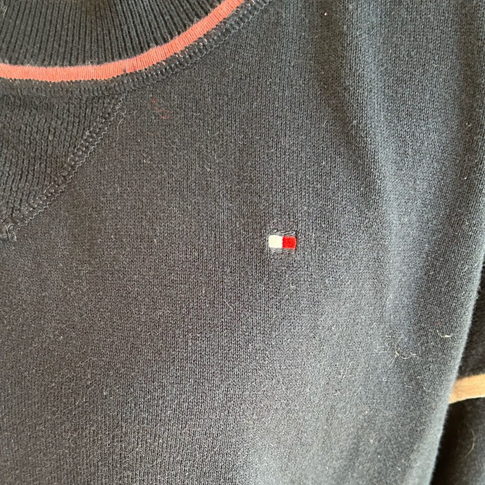 Tommy Hilfiger Dark Blue Sweater with Pink Trim - Picture 2 of 7